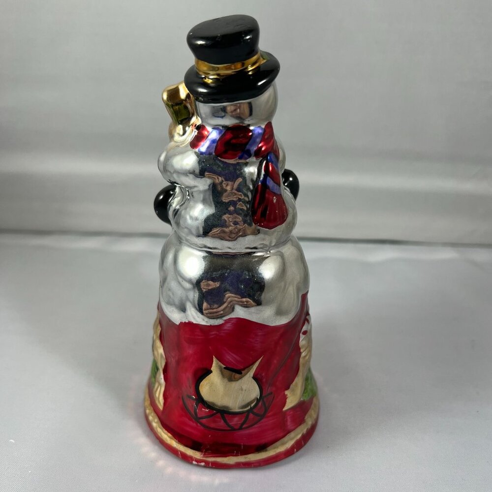 Vintage Hand-Painted Ceramic Snowman Bell Figurine - Picture 2 of 6